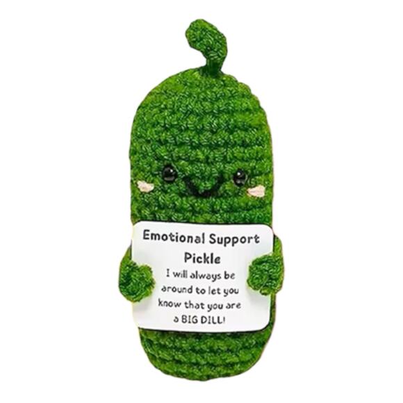 Handmade Emotional Support Pickle Plush Funny Stress Relief Desk Buddy Big Dill - Picture 1 of 11